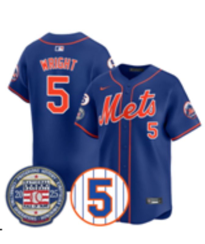 Men 2025 New York Mets #5 Wright Blue Game Nike MLB Jersey style 015->new york mets->MLB Jersey